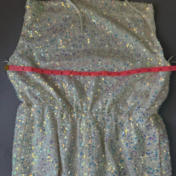 Cloud Ten romper women large cowl neck open back sequin halter one piece white - Picture 13 of 13